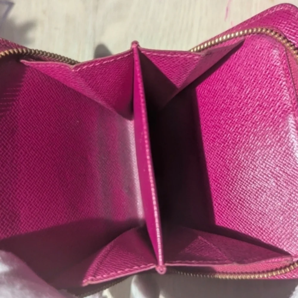 Louis Vuitton Perforated Metallic Brown Wallet with Magenta Interior